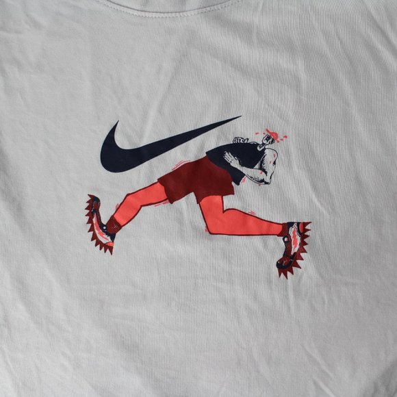 The NIKE TEE men's XL running long sleeve Dri-Fit shirt pink graphic print logo - Picture 2 of 12